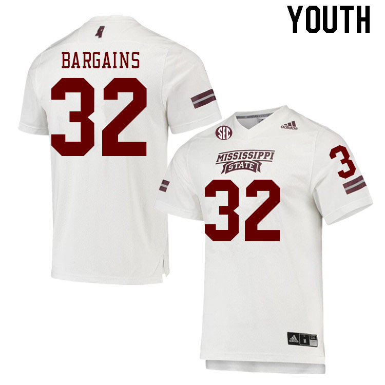 Youth #32 Nicholas Bargains Mississippi State Bulldogs College Football Jerseys Stitched Sale-White